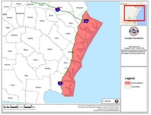 Mandatory evacuation area along Georgia's coast.